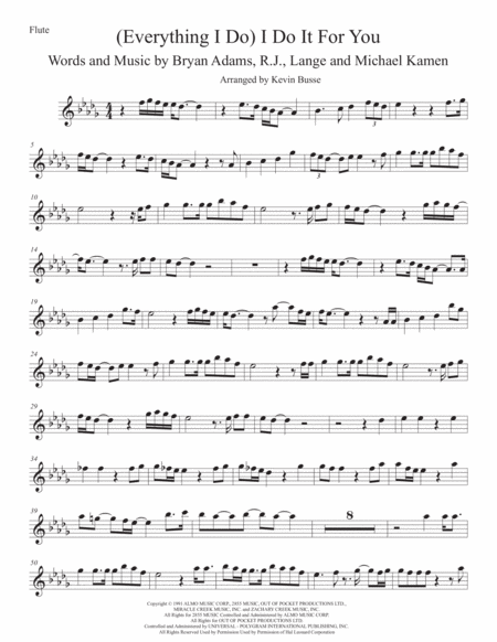 I Do It For You Original Key Flute Sheet Music