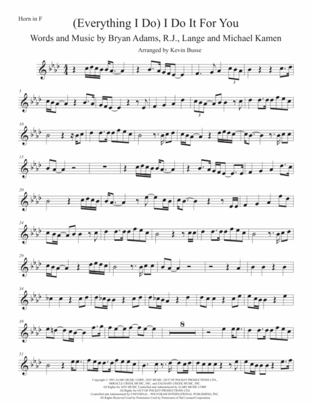 I Do It For You Original Key Horn In F Sheet Music