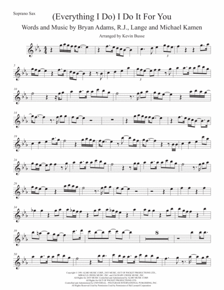 Free Sheet Music I Do It For You Original Key Soprano Sax