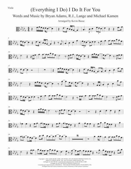 I Do It For You Original Key Viola Sheet Music