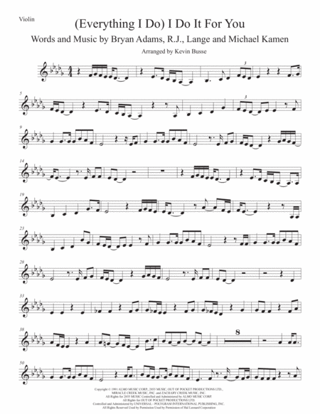 I Do It For You Original Key Violin Sheet Music