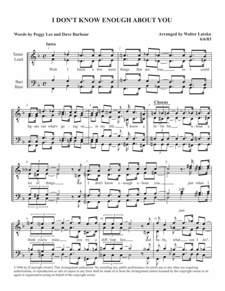 I Dont Know Enough About You Sheet Music