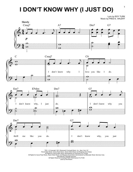Free Sheet Music I Dont Know Why I Just Do