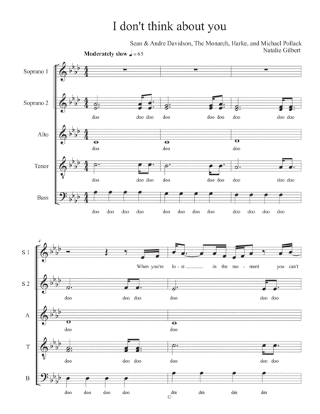 Free Sheet Music I Dont Think About You