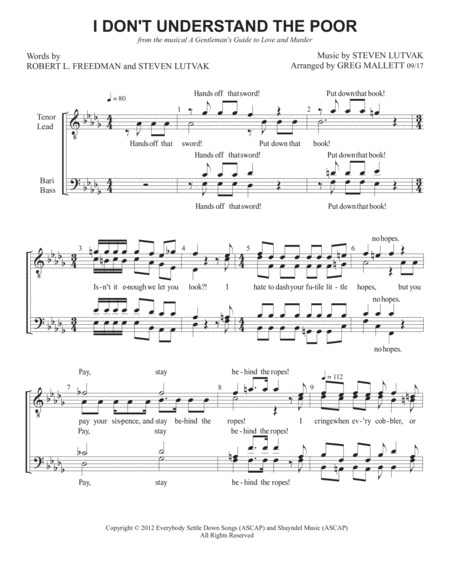 I Dont Understand The Poor From A Gentlemans Guide To Love And Murder Sheet Music