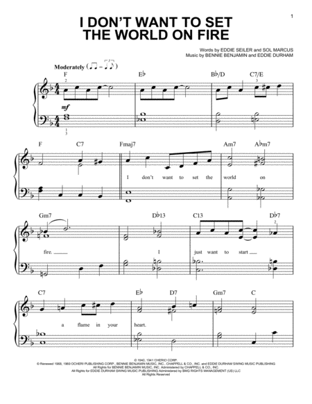 I Dont Want To Set The World On Fire Sheet Music