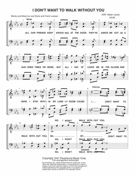 Free Sheet Music I Dont Want To Walk Without You