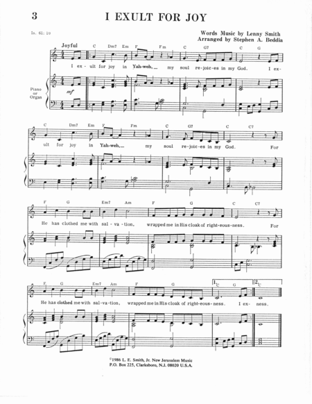 I Exult For Joy Sheet Music