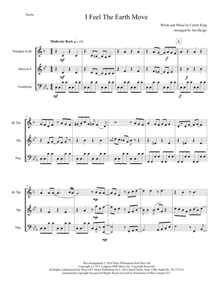 Free Sheet Music I Feel The Earth Move