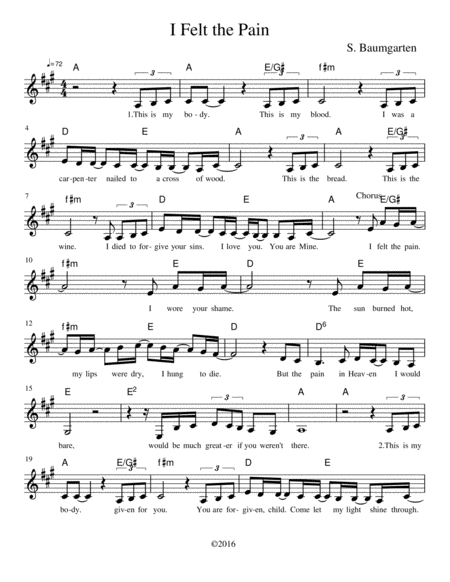 I Felt The Pain Sheet Music