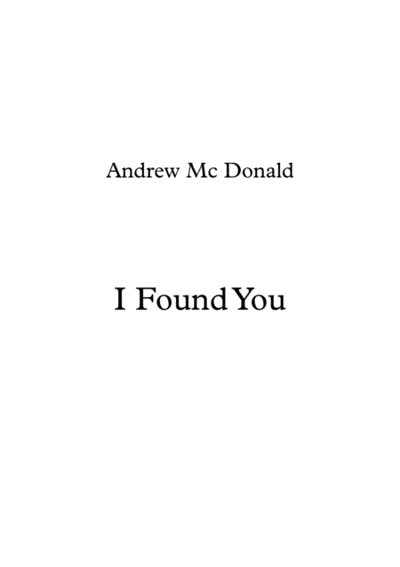 I Found You Sheet Music