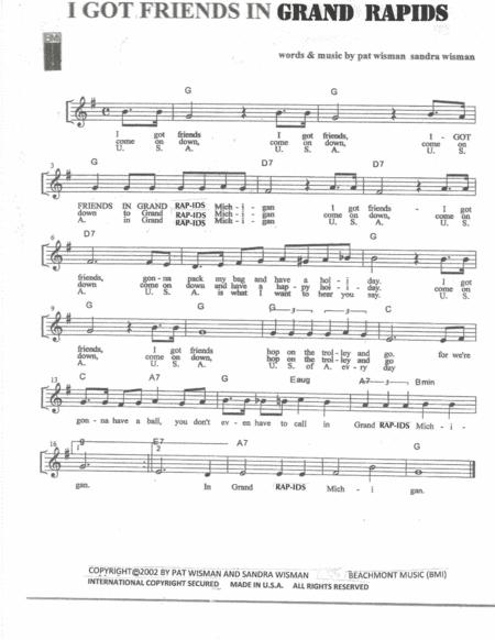 I Got Friends In Grand Rapids Sheet Music