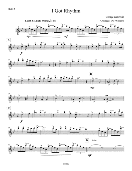 Free Sheet Music I Got Rhythm Flute 2