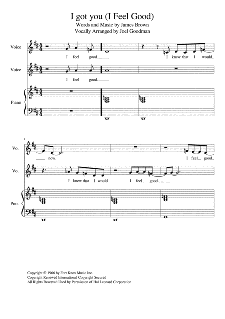 I Got You I Feel Good A Vocal Duet Sheet Music