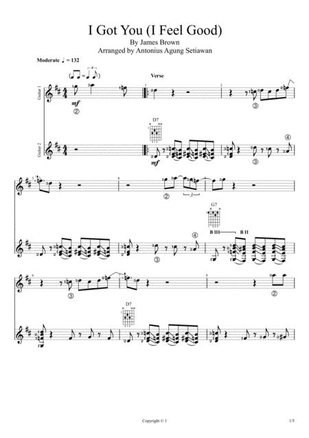 Free Sheet Music I Got You I Feel Good Duet Guitar Score