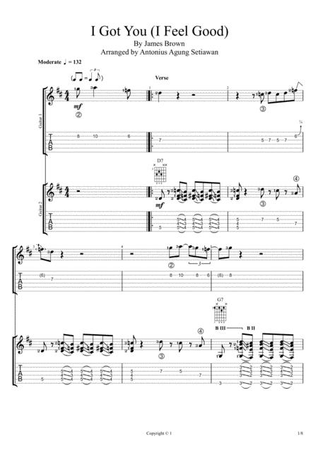 I Got You I Feel Good Duet Guitar Tablature Sheet Music