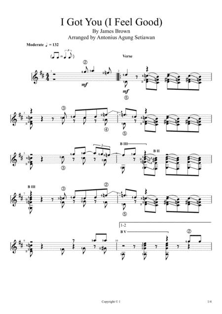 I Got You I Feel Good Solo Guitar Score Sheet Music