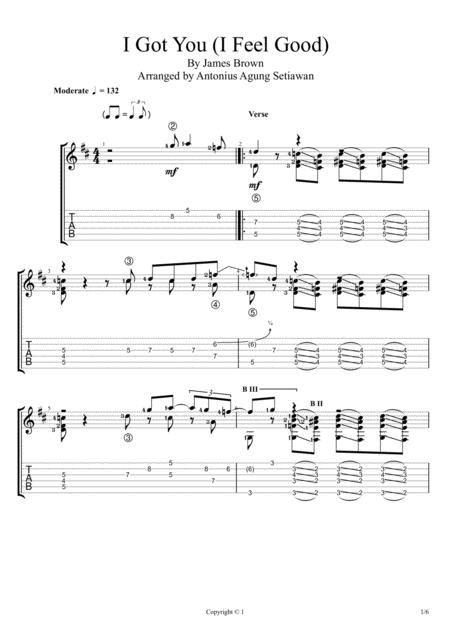 I Got You I Feel Good Solo Guitar Tablature Sheet Music