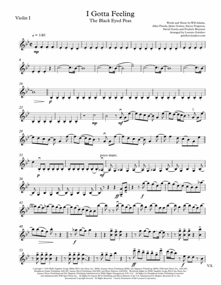 I Gotta Feeling Sheet Music