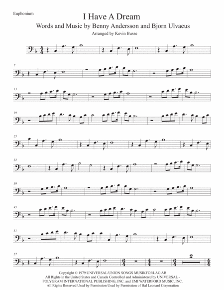 Free Sheet Music I Have A Dream Euphonium