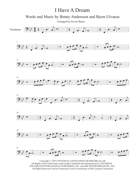 I Have A Dream Original Key Trombone Sheet Music