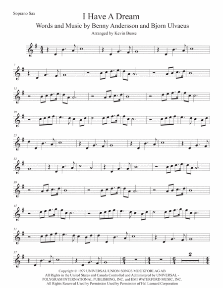 I Have A Dream Soprano Sax Sheet Music