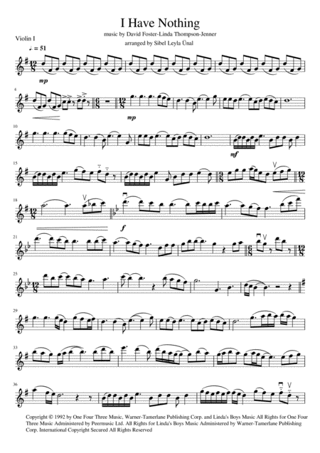 I Have Nothing String Quartet Sheet Music