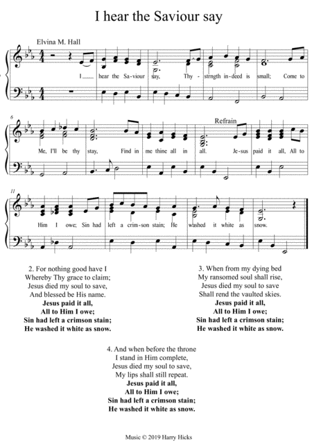 Free Sheet Music I Hear The Saviour Say A New Tune To A Wonderful Old Hymn