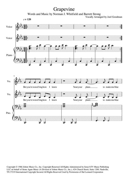 I Heard It Through The Grapevine Vocal Duet Sheet Music