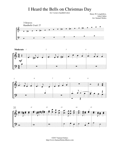 Free Sheet Music I Heard The Bells On Christmas Day For 3 Octave Handbell Choir