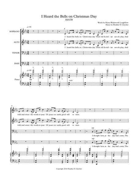 I Heard The Bells On Christmas Day New Melody Ssatb Sheet Music