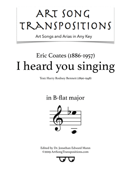 Free Sheet Music I Heard You Singing B Flat Major