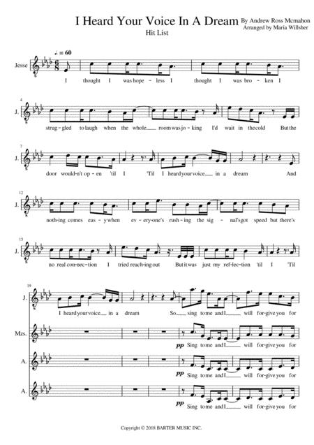 Free Sheet Music I Heard Your Voice In A Dream Hit List Vocals