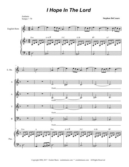 Free Sheet Music I Hope In The Lord