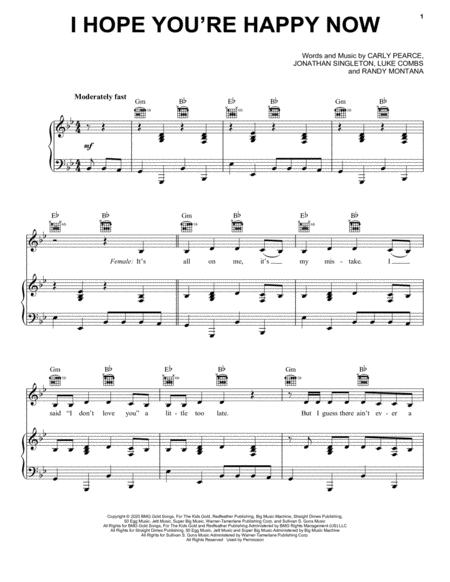 I Hope You Re Happy Now Sheet Music