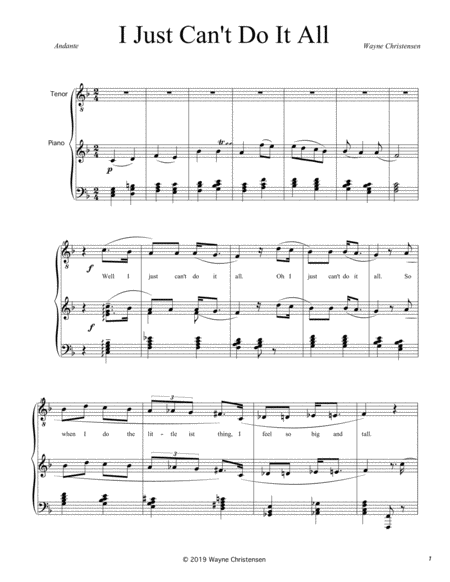 Free Sheet Music I Just Cant Do It All