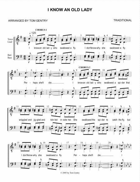 Free Sheet Music I Know An Old Lady Who Swallowed A Fly