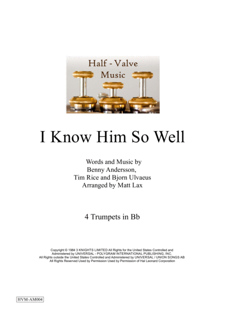 Free Sheet Music I Know Him So Well Trumpet Quartet