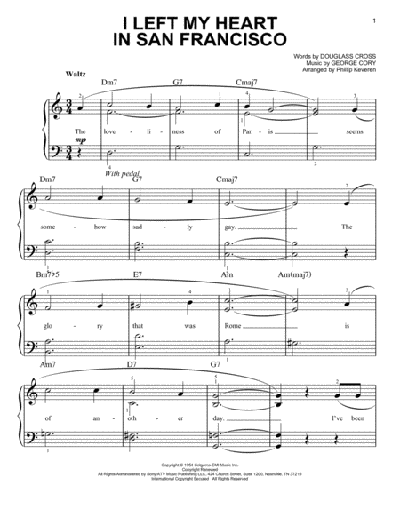 I Left My Heart In San Francisco Sheet Music