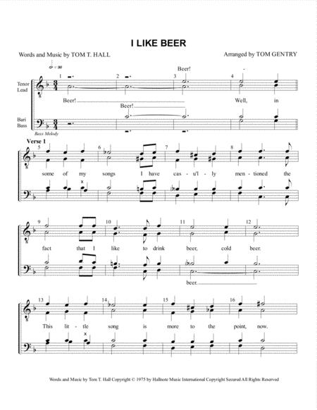 I Like Beer Bass Melody Sheet Music