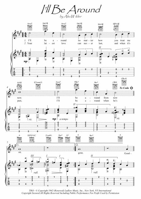 Free Sheet Music I Ll Be Around Guitar Jazz Fingerstyle