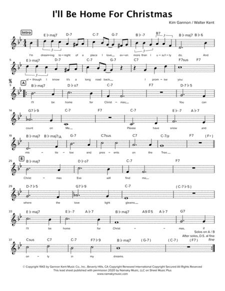 Free Sheet Music I Ll Be Home For Christmas B Flat Major Lead Sheet