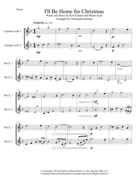 I Ll Be Home For Christmas Clarinet Duet Sheet Music