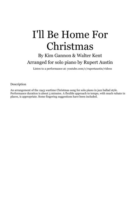 Free Sheet Music I Ll Be Home For Christmas Solo Piano