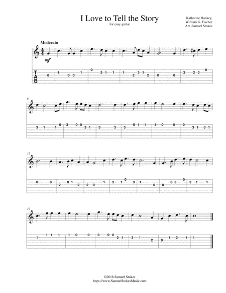 I Love To Tell The Story For Easy Guitar With Tab Sheet Music