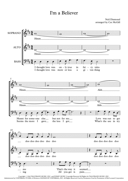 I M A Believer Arranged For A Cappella Community Choir Sheet Music