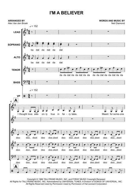 I M A Believer Satb With Vocal Percussion Sheet Music