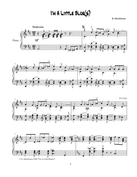 Free Sheet Music I M A Little Blue S