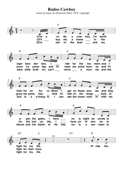 I M A Rodeo Cowboy Sheet Music