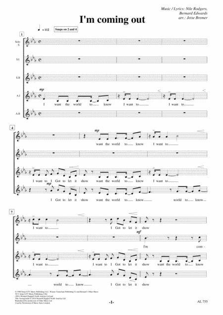 I M Coming Out Ssaa Solo A Cappella Sheet Music